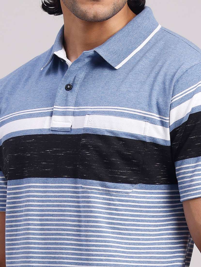 Men Striped Short Sleeve Regular Fit Polo T-shirt - 22604388 -  Standard Image - 1