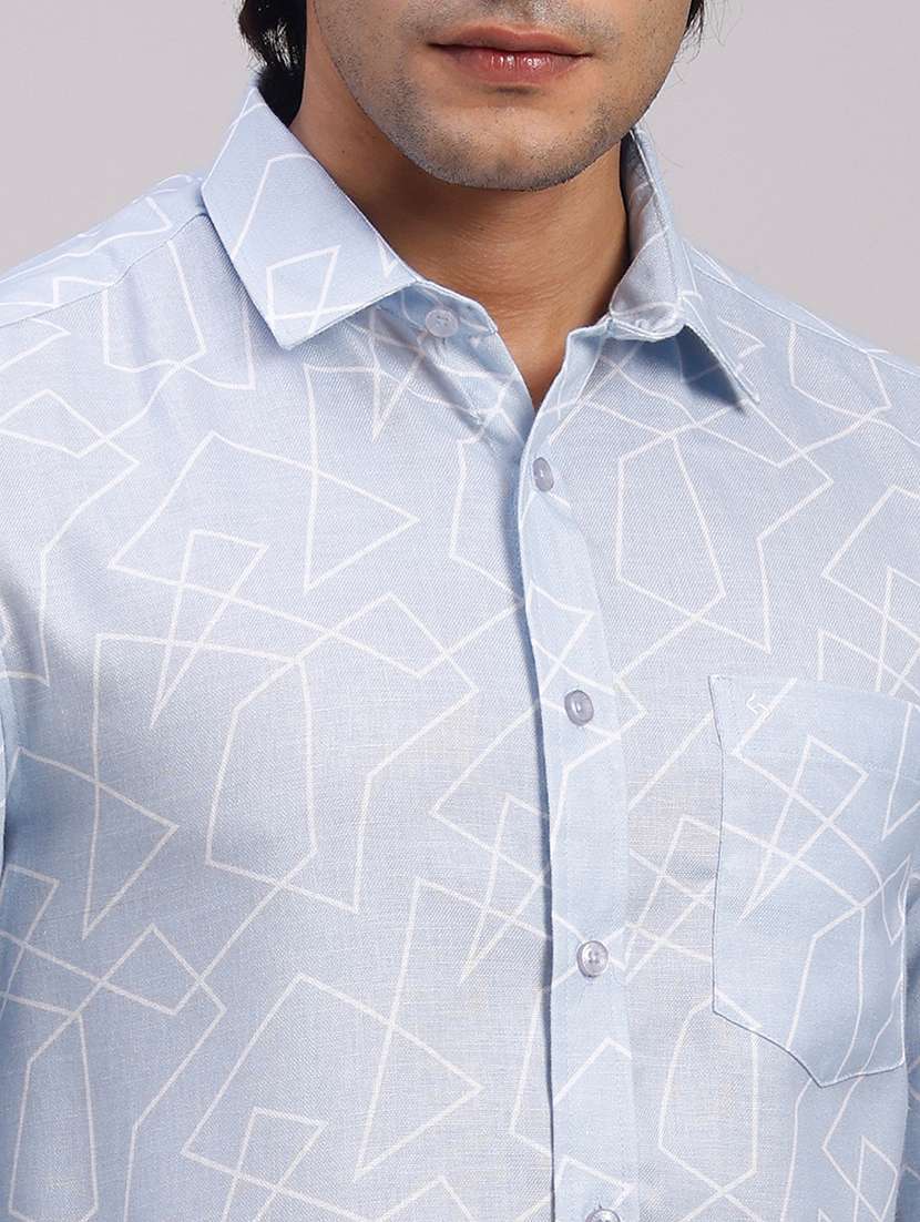 Men Geometric Collared Slim Fit Casual Shirt - 22604452 -  Standard Image - 1