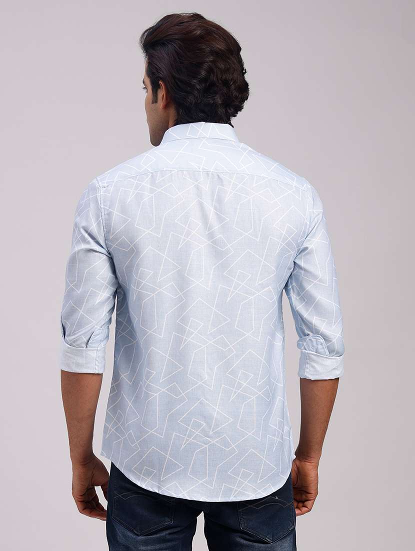 Men Geometric Collared Slim Fit Casual Shirt - 22604452 -  Standard Image - 4