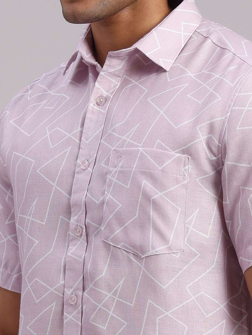 Men Geometric Collared Slim Fit Casual Shirt - 22604454 -  Standard Image - 1