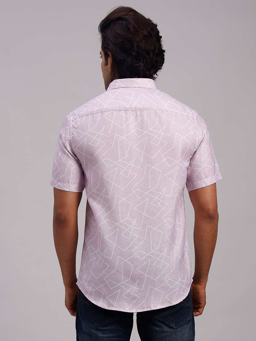 Men Geometric Collared Slim Fit Casual Shirt - 22604454 -  Standard Image - 4