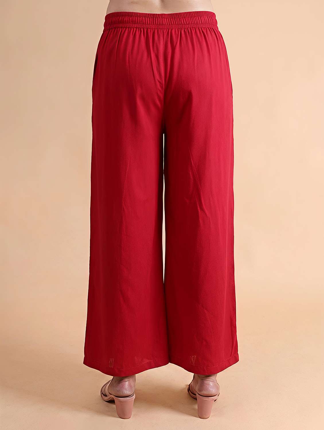 women solid mid rise wide leg trouser - 22604798 -  Standard Image - 4