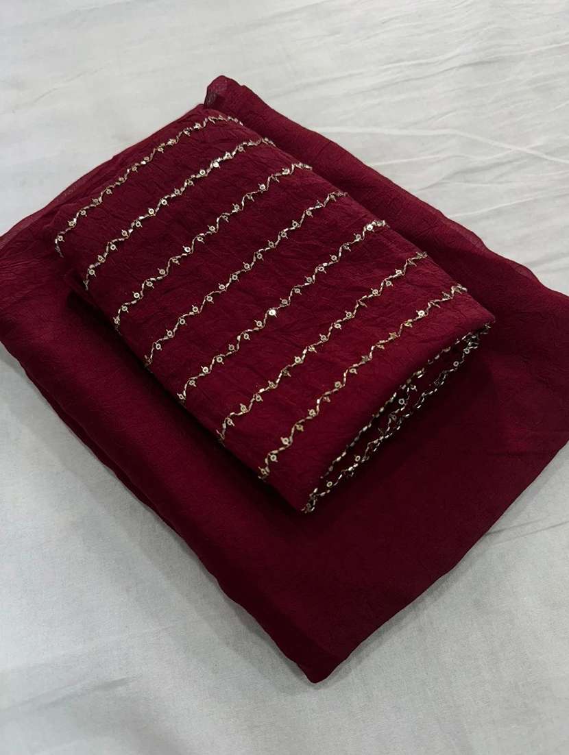 women solid plain saree with blouse - 22604822 -  Standard Image - 4