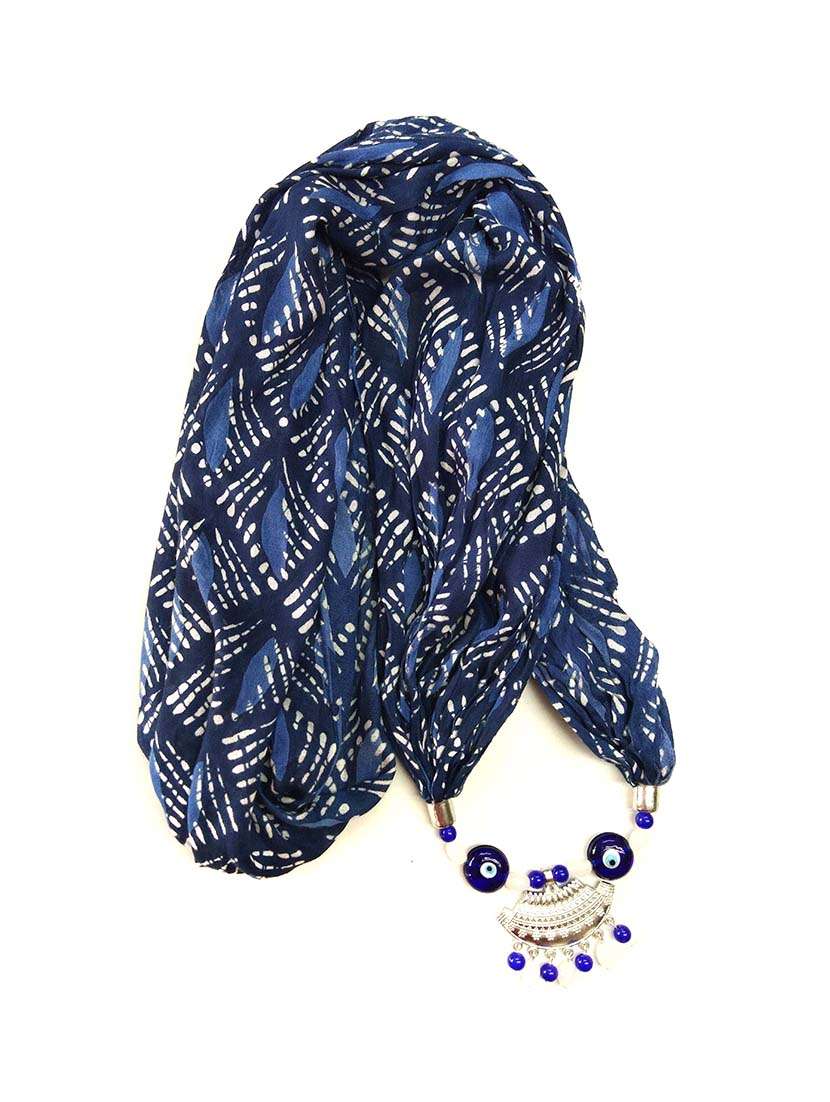 women printed scarf with necklace - 22604906 -  Standard Image - 1