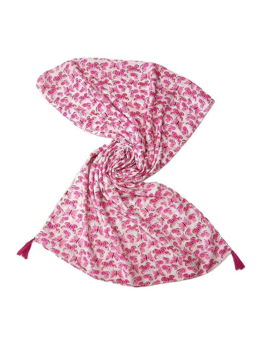 Women Printed Scarf With Tassels - 22604924 -  Standard Image - 1