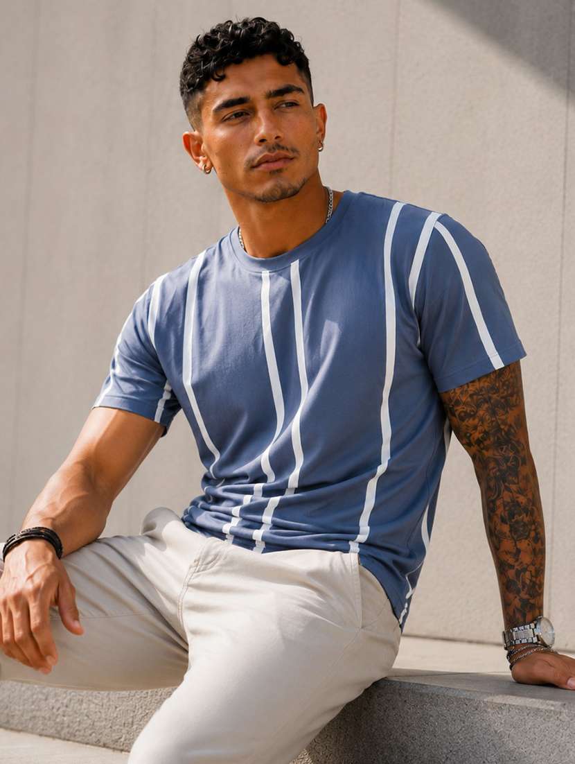 men striped short sleeve regular fit t-shirt
