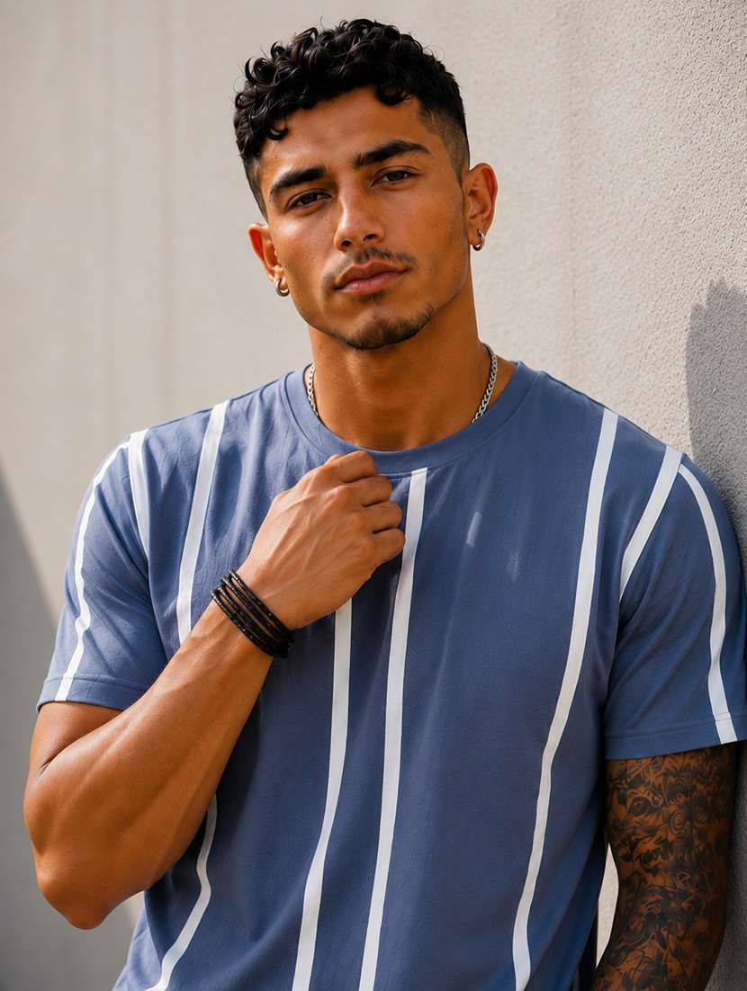 men striped short sleeve regular fit t-shirt - 22604935 -  Standard Image - 1