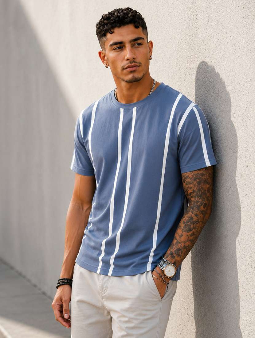 men striped short sleeve regular fit t-shirt - 22604935 -  Standard Image - 4