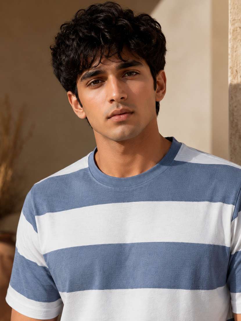 men striped short sleeve regular fit t-shirt - 22604937 -  Standard Image - 1
