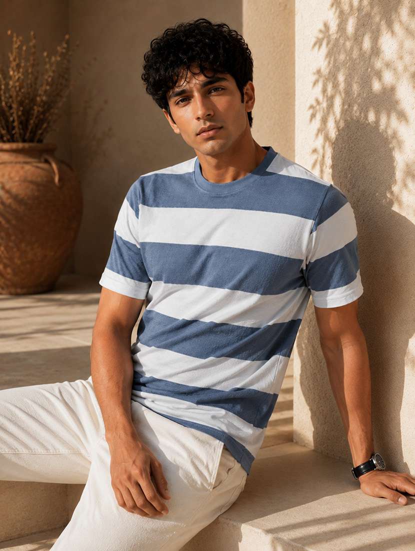 men striped short sleeve regular fit t-shirt - 22604937 -  Standard Image - 4