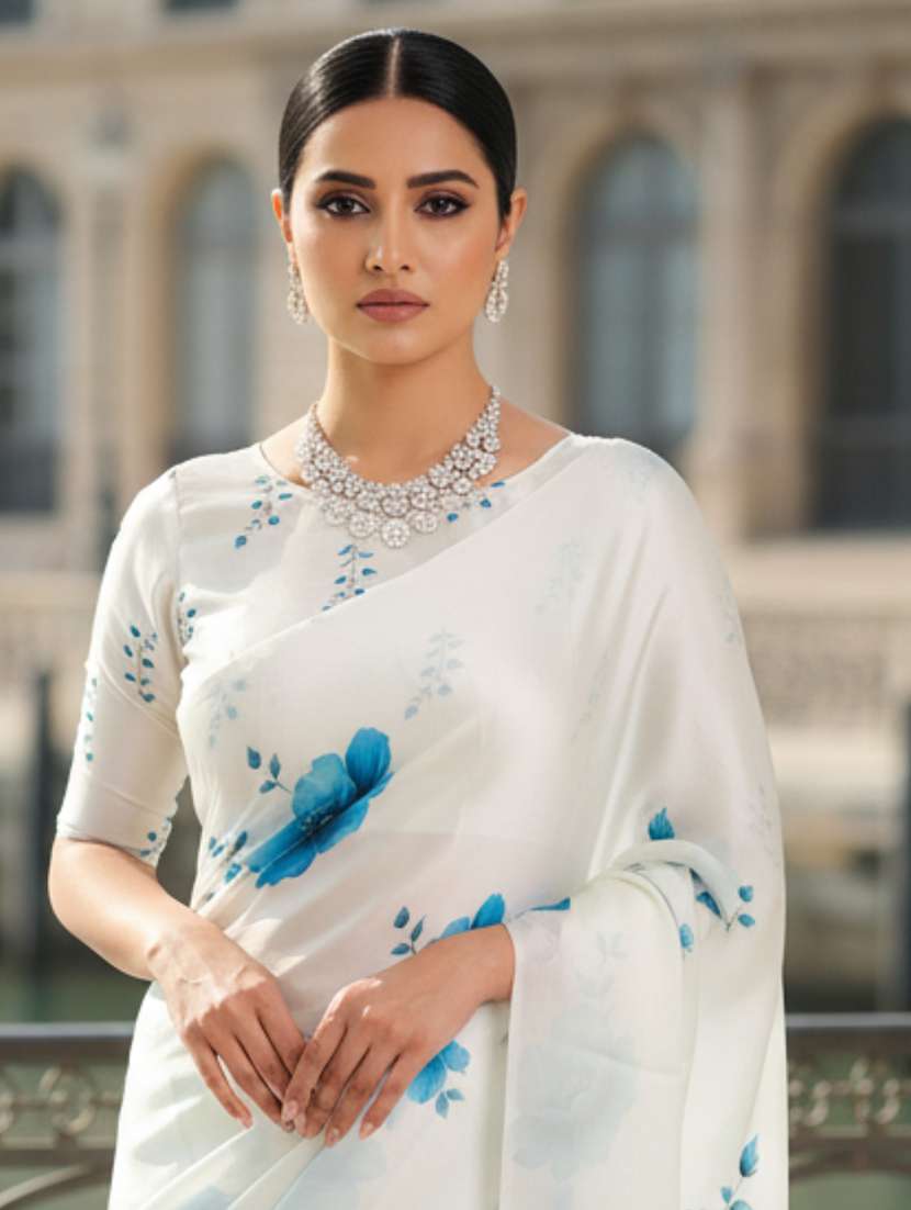 women printed casual wear saree with blouse - 22605337 -  Standard Image - 1