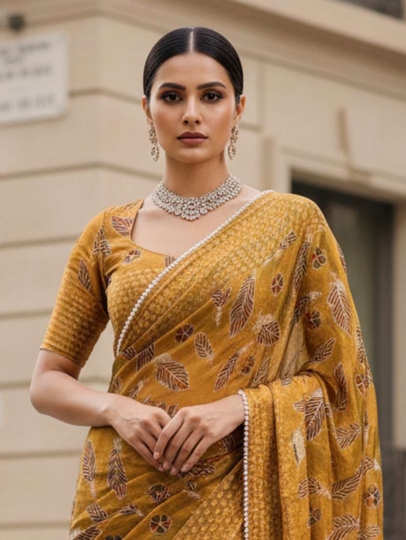 women printed casual wear saree with blouse - 22605407 -  Standard Image - 1