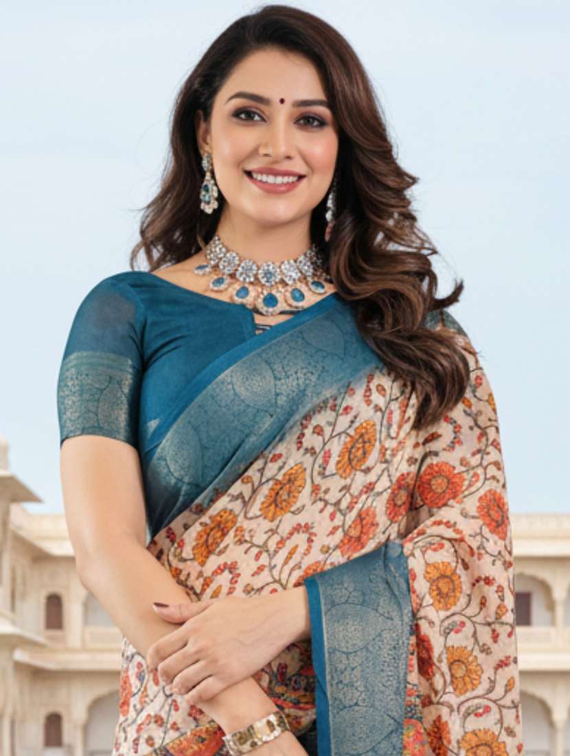 women printed casual wear saree with blouse - 22605556 -  Standard Image - 1