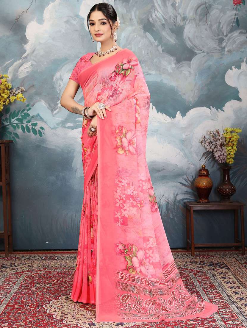 women printed casual wear saree with blouse - 22605705 -  Standard Image - 4