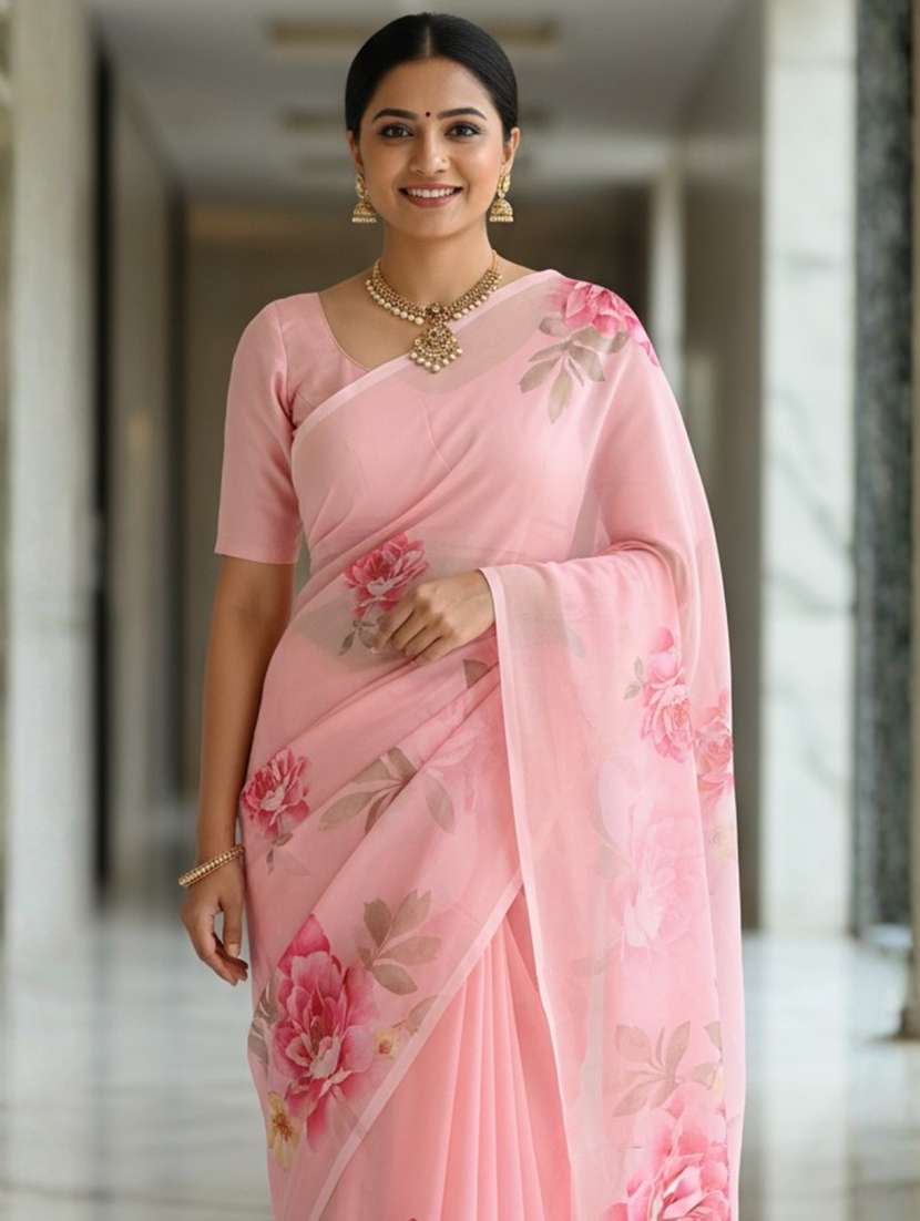 women printed casual wear saree with blouse - 22605720 -  Standard Image - 1
