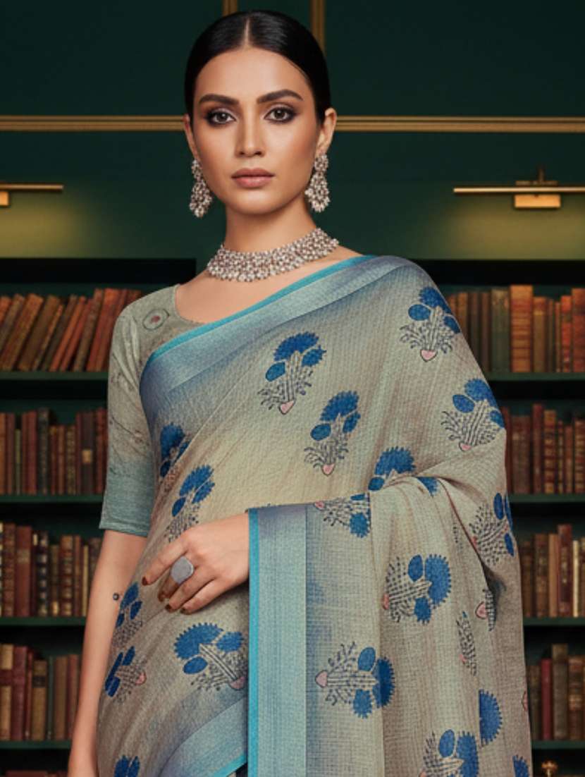 women printed casual wear saree with blouse - 22605802 -  Standard Image - 1