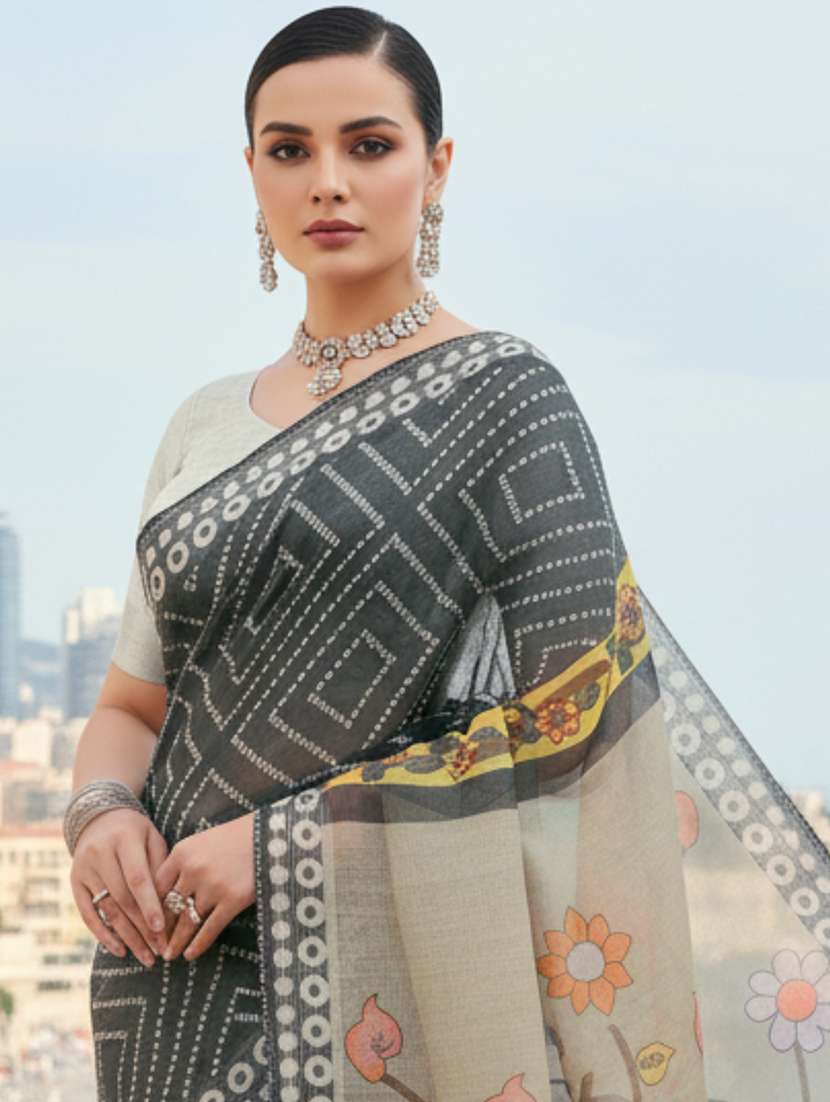 women printed casual wear saree with blouse - 22605830 -  Standard Image - 1