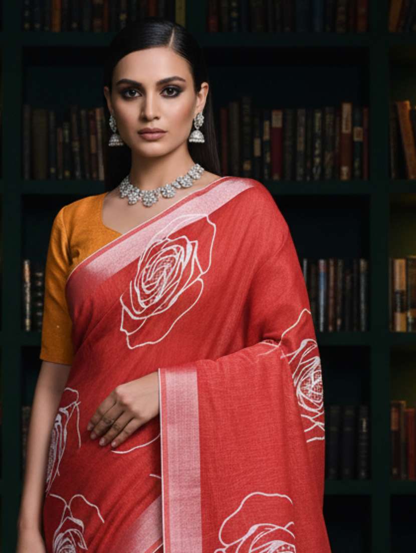 women printed casual wear saree with blouse - 22605847 -  Standard Image - 1