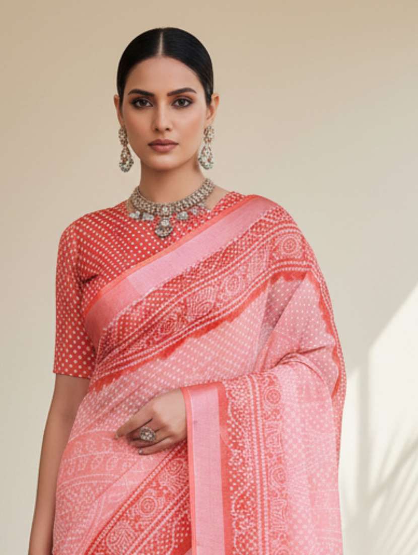 women printed casual wear saree with blouse - 22605849 -  Standard Image - 1