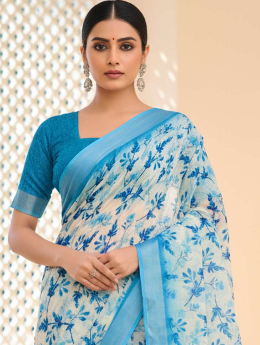 women printed casual wear saree with blouse - 22605860 -  Standard Image - 1