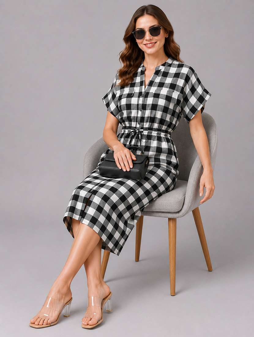 women printed short sleeves sheath dress