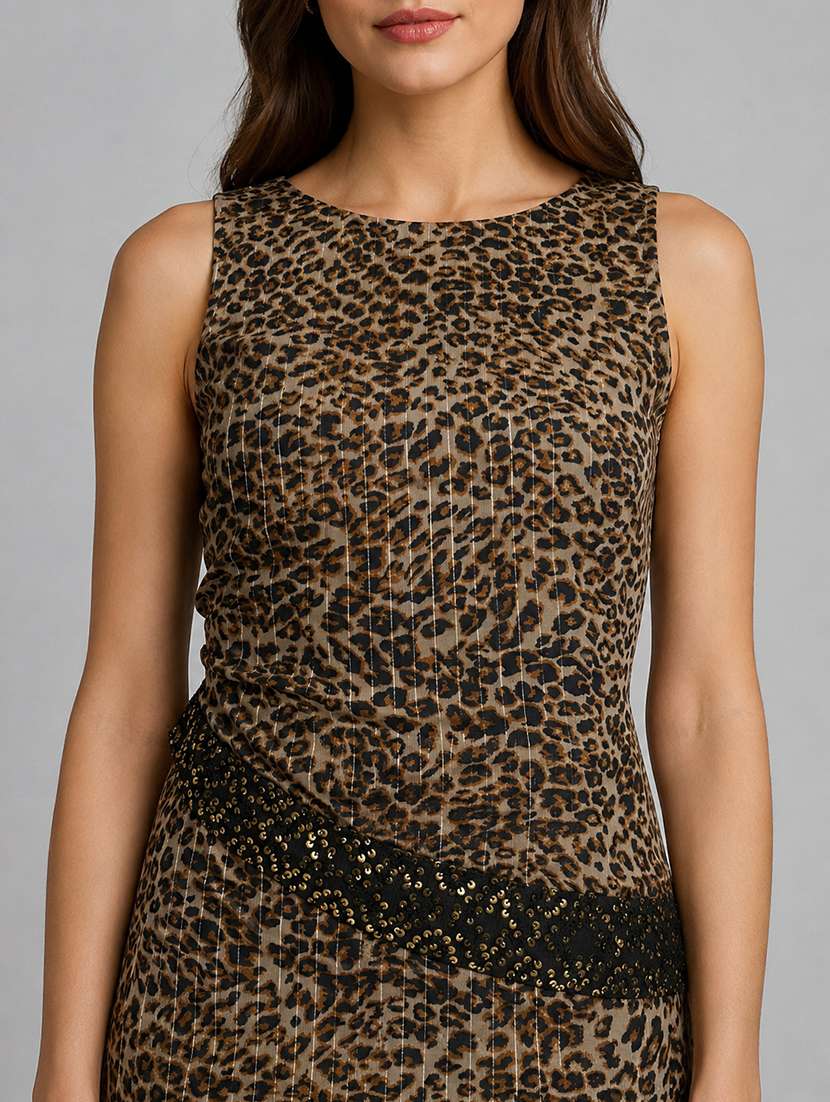 women printed sleeveless a-line dress - 22606022 -  Standard Image - 1