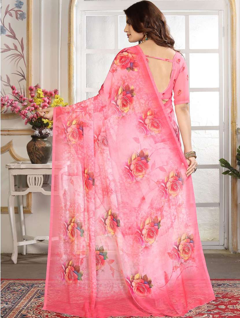 women printed casual wear saree with blouse - 22606285 -  Standard Image - 4