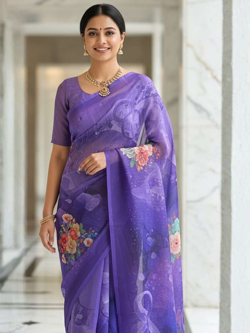 women printed casual wear saree with blouse - 22606290 -  Standard Image - 1