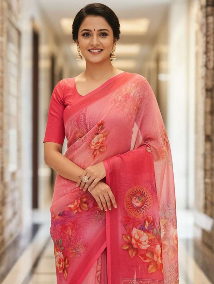 women printed casual wear saree with blouse - 22606291 -  Standard Image - 1