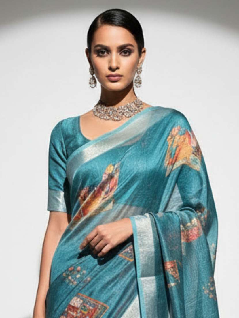 women printed casual wear saree with blouse - 22606297 -  Standard Image - 1