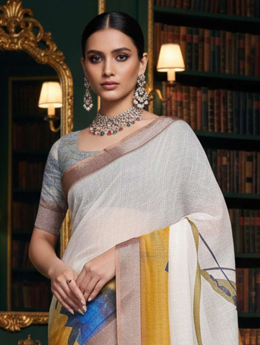 women printed casual wear saree with blouse - 22606326 -  Standard Image - 1