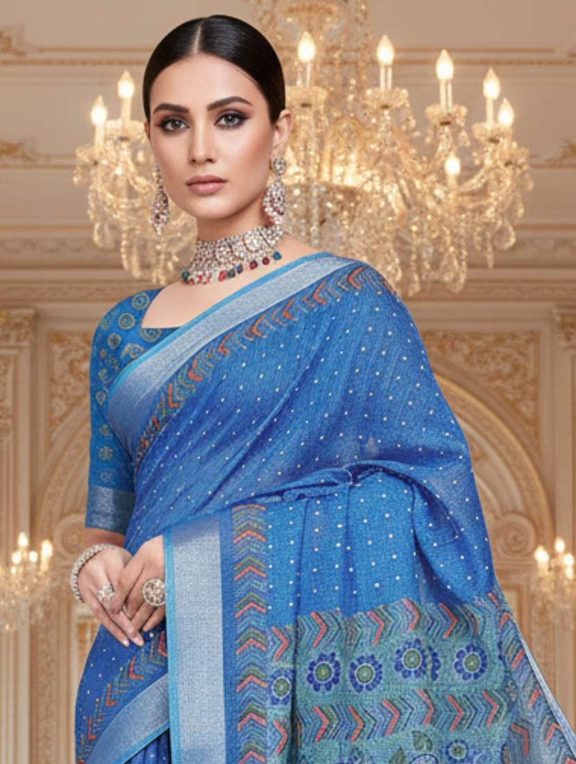 women printed casual wear saree with blouse - 22606328 -  Standard Image - 1