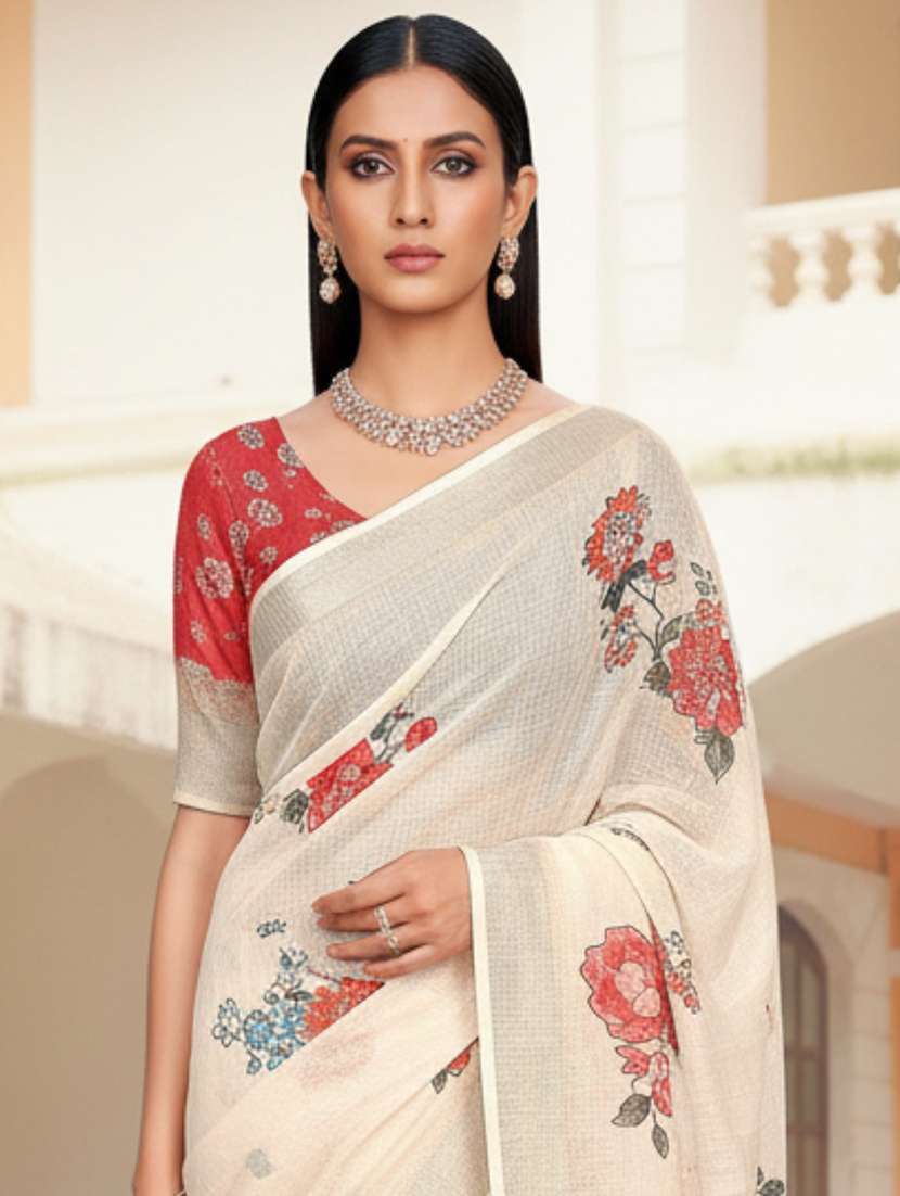 women printed casual wear saree with blouse - 22606340 -  Standard Image - 1