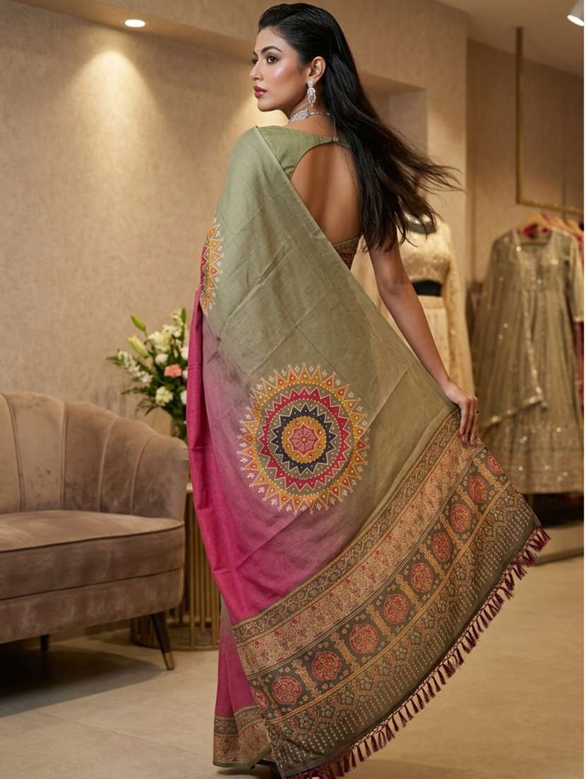 women printed casual wear saree with blouse - 22606374 -  Standard Image - 1