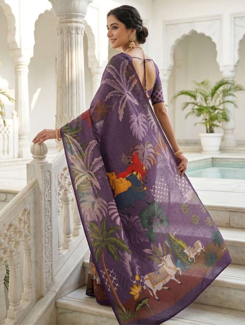 women printed casual wear saree with blouse - 22606379 -  Standard Image - 1