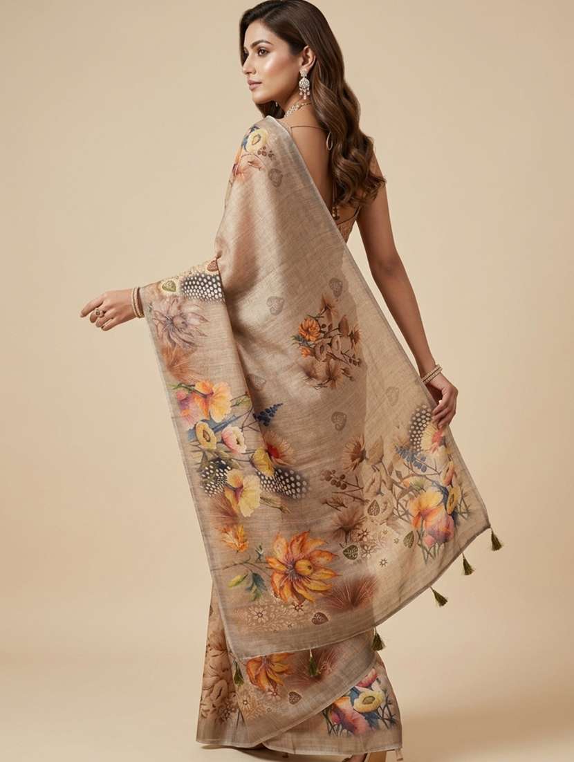 women printed casual wear saree with blouse - 22606381 -  Standard Image - 1
