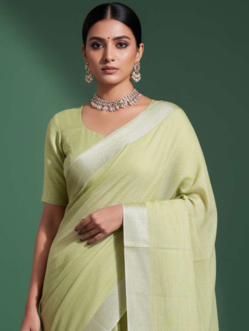 women solid bordered saree with blouse - 22606385 -  Standard Image - 1