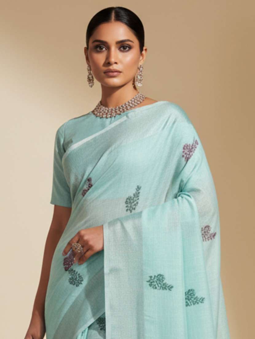 women printed bordered saree with blouse - 22606387 -  Standard Image - 1
