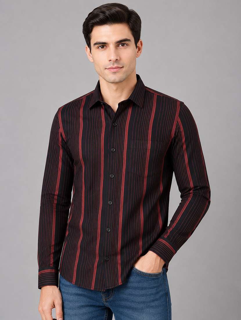 men printed long sleeves regular fit shirt