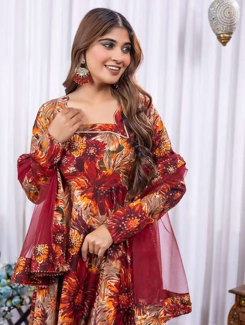 women printed long sleeves kurta dupatta set - 22606423 -  Standard Image - 1