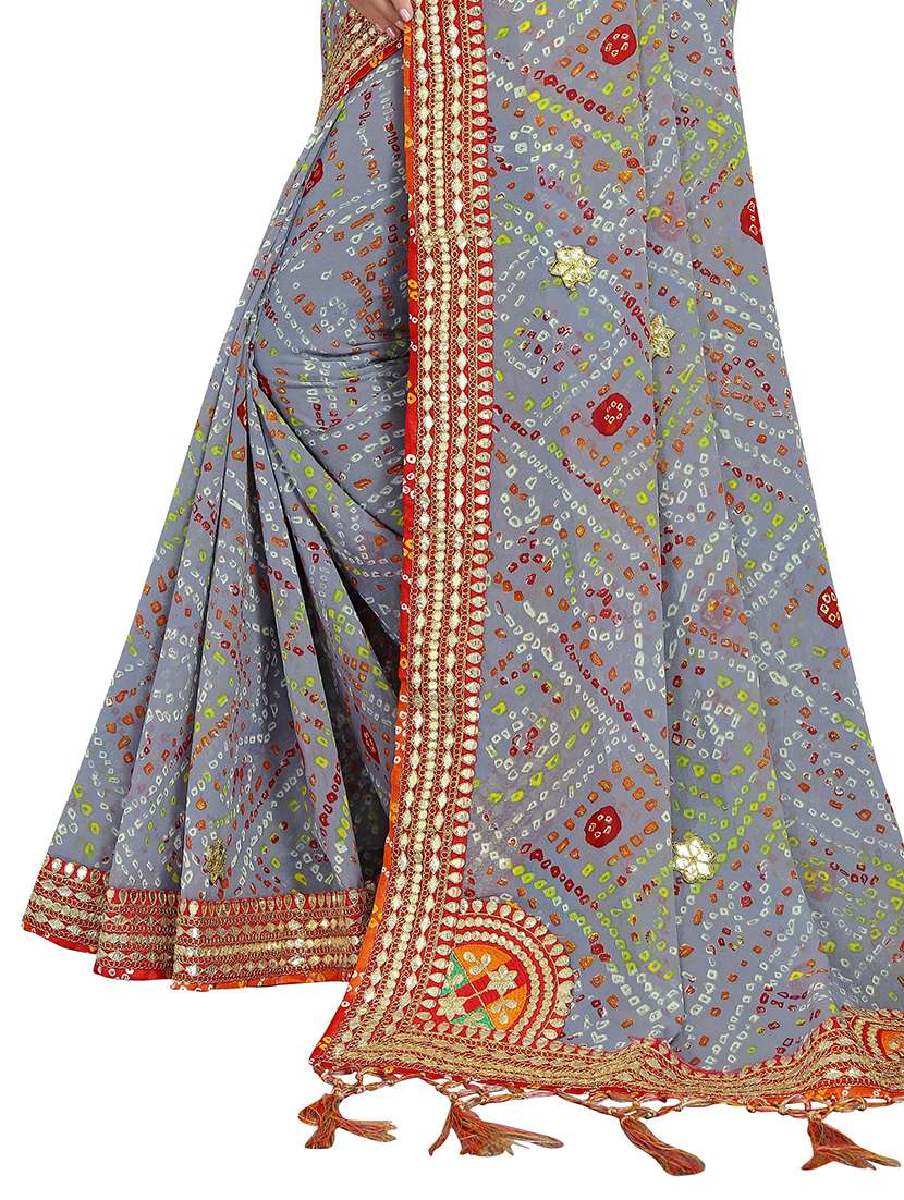 Women Bandhani Printed Saree With Blouse - 22606436 -  Standard Image - 1