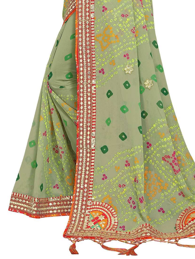 Women Bandhani Printed Saree With Blouse - 22606437 -  Standard Image - 1