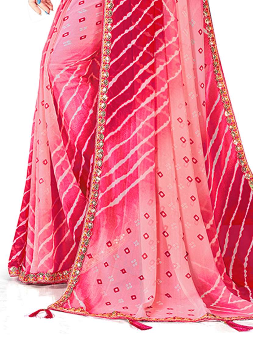 Women Leheriya Printed Saree With Blouse - 22606444 -  Standard Image - 1
