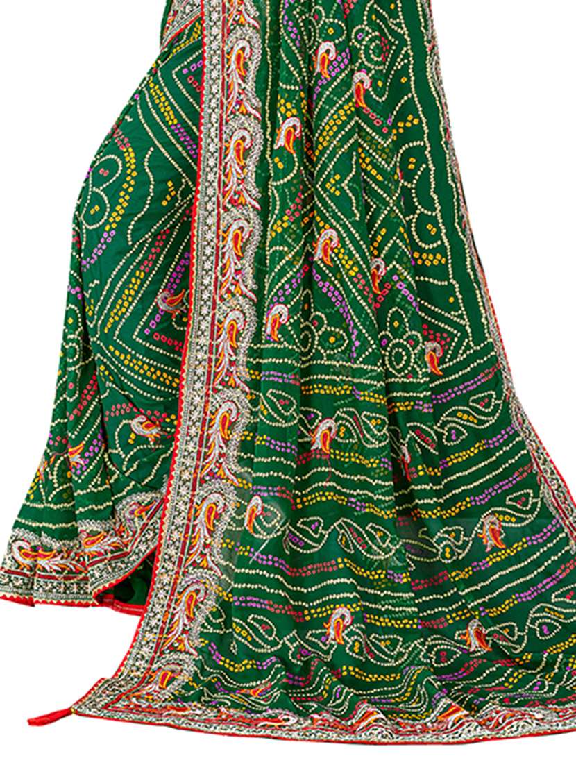 women bandhani printed saree with blouse - 22606446 -  Standard Image - 1