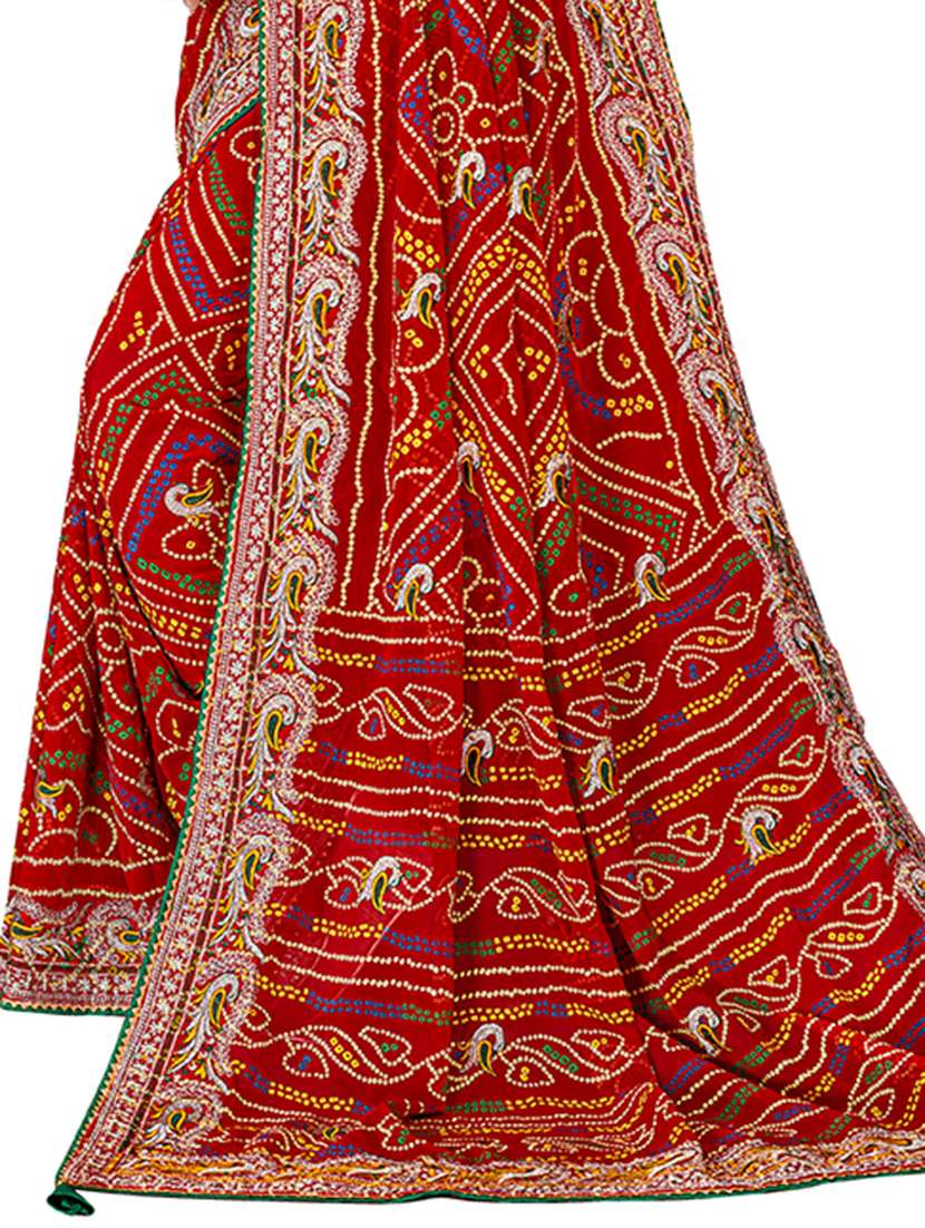 Women Bandhani Printed Saree With Blouse - 22606447 -  Standard Image - 1