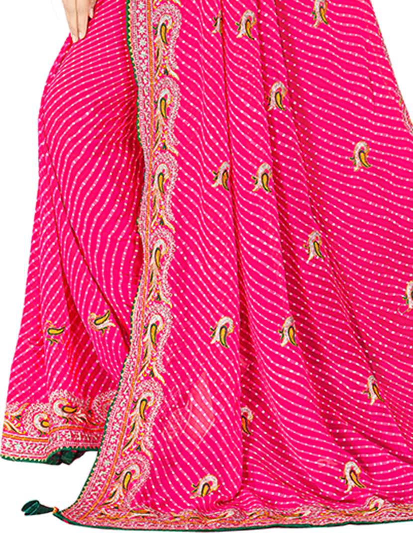 women leheriya printed saree with blouse - 22606450 -  Standard Image - 1