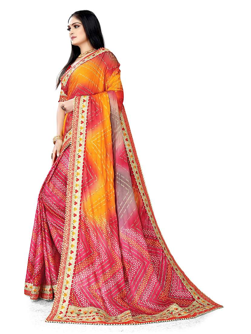 women bandhani printed saree with blouse - 22606473 -  Standard Image - 1