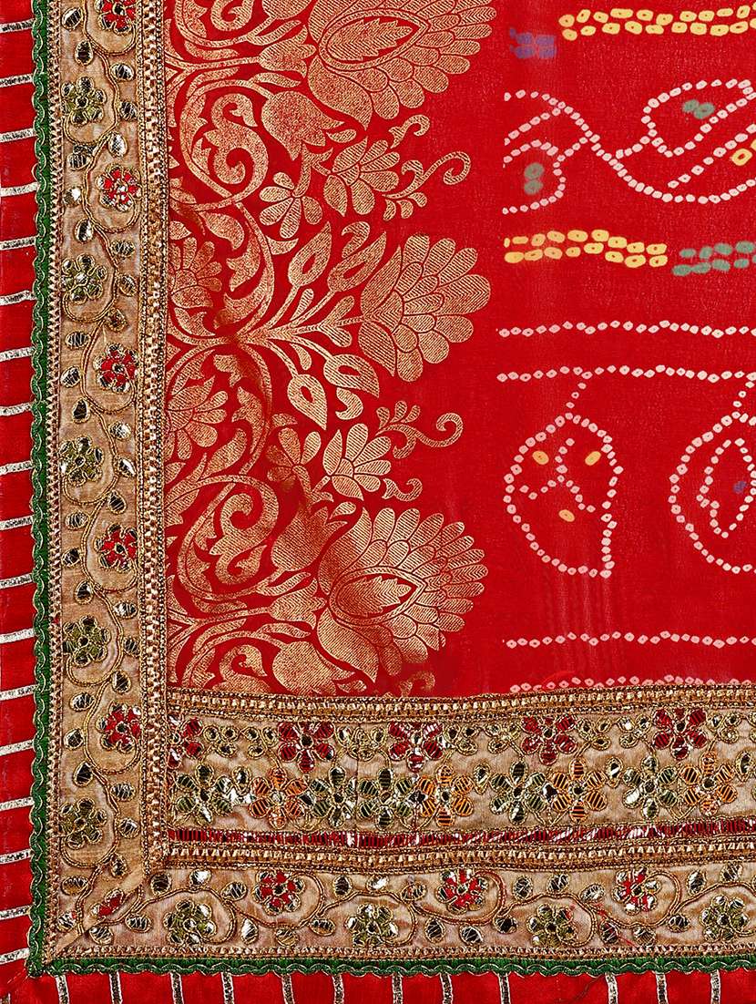 Women Bandhani Printed Saree With Blouse - 22606513 -  Standard Image - 4