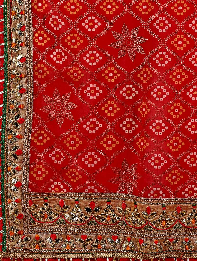 women bandhani printed saree with blouse - 22606516 -  Standard Image - 4