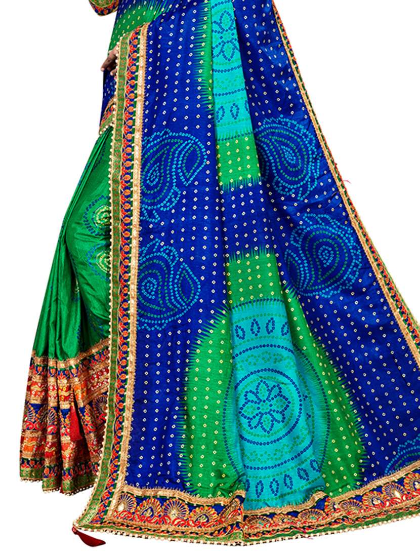 Women Bandhani Printed Half And Half Saree With Blouse - 22606520 -  Standard Image - 1